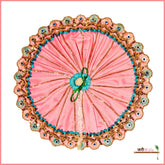 Blended Lace Jarkan Work Baby Pink Laddu Poshak With Patka